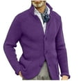 thumbnail image 1 of Miluxas Men's Wool Blend Cardigan Sweater Cable Knit Shawl Collar Cardigan Button Up Classic Knitwear Purple, 1 of 6