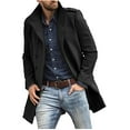 thumbnail image 1 of Miluxas Men's Wool Blend Double Breasted Pea Coat Classic Notched Collar Warm Woolen Coats Winter Outwear Jackets Black 8(L), 1 of 6