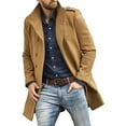 thumbnail image 1 of Miluxas Men's Wool Blend Double Breasted Pea Coat Classic Notched Collar Warm Woolen Coats Winter Outwear Jackets Khaki 10(XL), 1 of 6