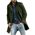 thumbnail image 1 of Miluxas Men's Wool Blend Double Breasted Pea Coat Classic Notched Collar Warm Woolen Coats Winter Outwear Jackets Green 8(L), 1 of 6
