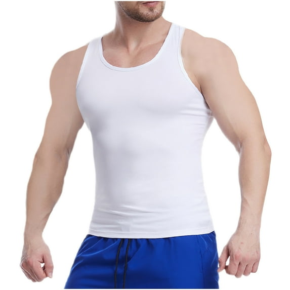 Miluxas Men's Workout Tank Top Casual Soft Sleeveless Gym Muscle Shirts Bodybuilding Tee White