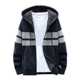 thumbnail image 1 of Miluxas Men's Zip Up Hoodies Casual Long Sleeve Full Zipper Sherpa Fleece Lined Knit Cardigan Sweater Jacket with Pockets Navy, 1 of 3