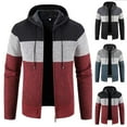 thumbnail image 1 of Miluxas Men's Zip Up Hoodies Casual Long Sleeve Full Zipper Sherpa Fleece Lined Knit Cardigan Sweater Jacket with Pockets Wine, 1 of 8