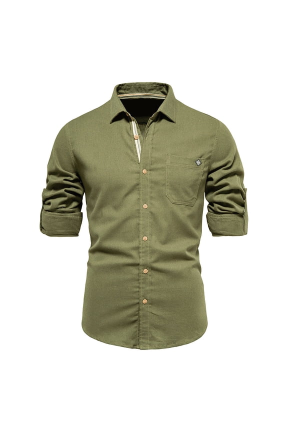 Men's Zipper Dress Shirts Long Sleeve Button Down Half Hidden Zip Slim Fit Shirt Wrinkle-Free Stretch Tops for Work Wedding Green