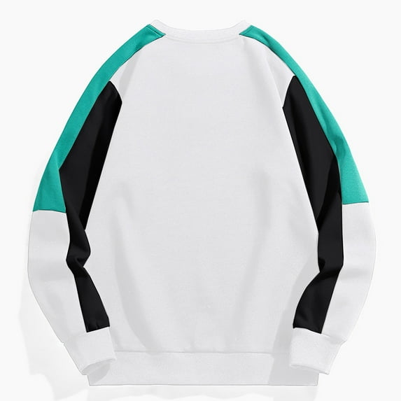 Miluxas Men's casual color blocked pullover hoodie White