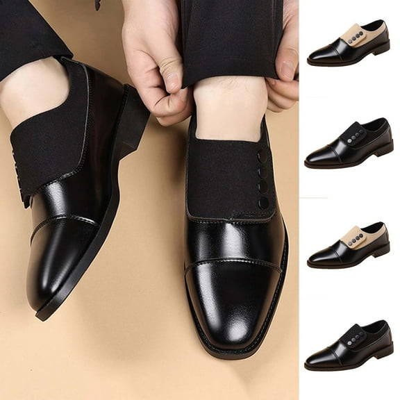 Miluxas Men's formal Leather Shoes, Casual Business Oxford Derby Shoes, Suede Panels, Suitable for Daily Driving, Weddings, Parties Yellow 11(48)