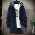 thumbnail image 1 of Miluxas Men's solid color hooded jacket windbreaker mid-length hooded jacket Casual Mens Coats Navy 6(M), 1 of 9