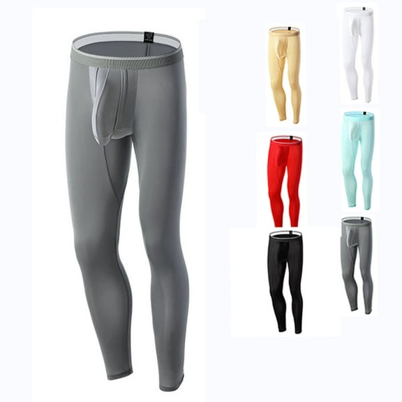 Miluxas Men's thermal Underwear Long Johns Thin Ice Silk Base Layer Bottoms White