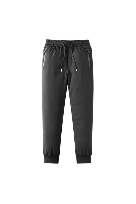 Men'sWind-white duck down Rain Pants, Waterproof Rain Over Pants, Windproof Outdoor Pants for Hiking, Fishing Black