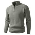 thumbnail image 1 of Miluxas Mens 1/2 Zip Cardigan Sweater Casual Mock Neck Ribbed Knitted Winter Chunky Sweaters Dark Gray M(M), 1 of 2