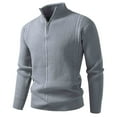 thumbnail image 1 of Miluxas Mens 1/2 Zip Cardigan Sweater Casual Mock Neck Ribbed Knitted Winter Chunky Sweaters Gray M(M), 1 of 2