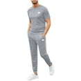 thumbnail image 1 of Miluxas Mens 2 Piece Sweatsuits Outfits Short Sleeve Pullover Loungewear & Joggers Sweatpants Summer Casual Track Suits Set Gray XL(XL), 1 of 8