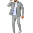 thumbnail image 1 of Miluxas Mens 2 Piece Tracksuit Casual Sweatsuits Full Zip Track Suits Jogging Athletic Suit Sets Gray 6(M), 1 of 8