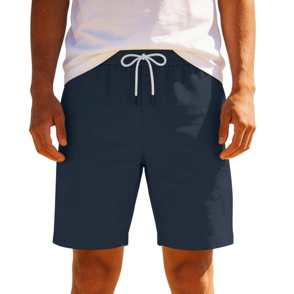 Miluxas Mens Athletic Gym Shorts Cotton Workout Jogger Sweat Shorts with Pockets and Drawstring Dark Blue M(M)