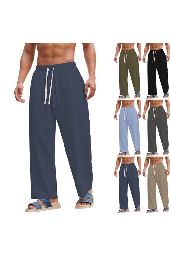 Mens Baggy Bootcut Sweatpants, Wide Leg Stretch Elastic Waist Drawstring, Cotton Lounge Workout Casual Track Pants Navy