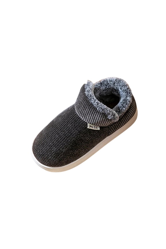 Mens Bootie Slippers Indoor Outdoor Warm Fleece Lined Anti Slip House Shoes Sport Lounge Camping Boots Gray 7.5(40)