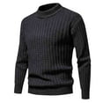 thumbnail image 1 of Miluxas Mens Cable Knit Sweater Casual Long Leeve Crewneck Pullover Sweaters Twist Textured Fisherman Sweater Black, 1 of 7
