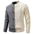 thumbnail image 1 of Miluxas Mens Cardigan Sweater Button Up Stand Collar Sweater Knit Textured Sweaters Gray, 1 of 9