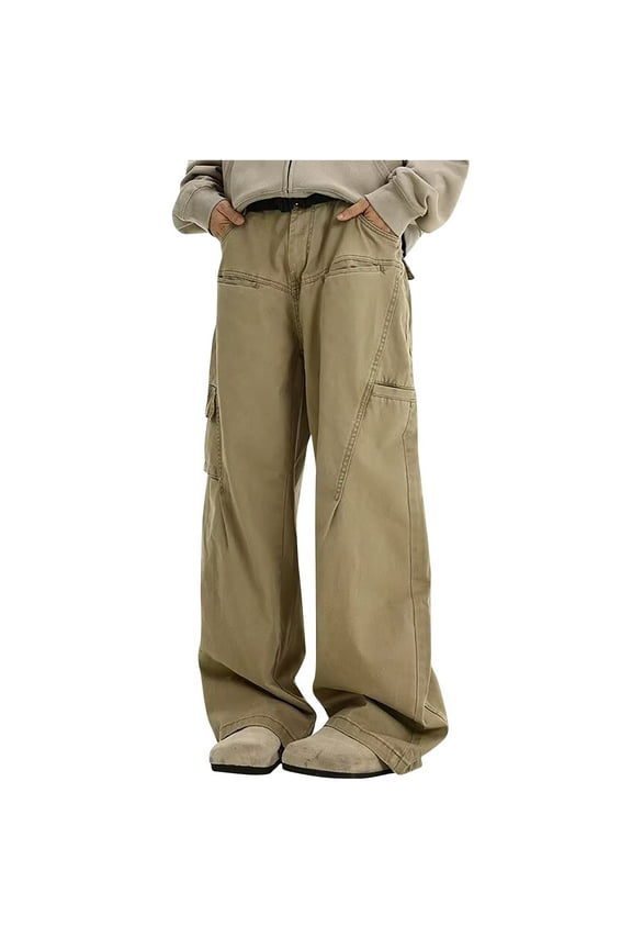Mens Cargo Pants Ripstop Water Resistant Breathable Tactical Hiking Pants with More Pockets Khaki