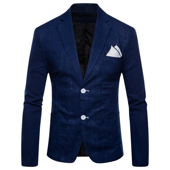 Miluxas Mens Casual Blazer Sport Coat Slim Fit Two Button Suit Jackets Lightweight Business Sports Jacket Navy 8(L)