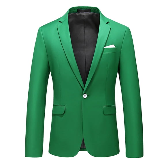 Miluxas Mens Casual Slim Fit Suit Jacket 1 Button Daily Blazer Business Sport Coat Tops Green