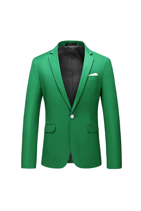 Mens Casual Slim Fit Suit Jacket 1 Button Daily Blazer Business Sport Coat Tops Green