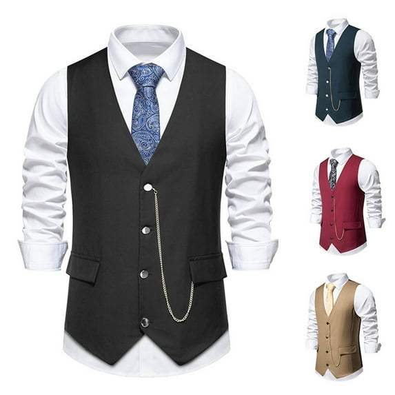 Miluxas Mens Classic Solid Color Business Suit Vest Regular Fit Tuxedo Waistcoat for Wedding Wine 10(XL)