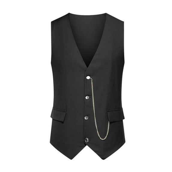 Miluxas Mens Classic Solid Color Business Suit Vest Regular Fit Tuxedo Waistcoat for Wedding Black 10(XL)
