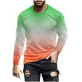 thumbnail image 1 of Miluxas Mens Clothing Trendy Printed Long Sleeve Crew Neck Pullover Shirt Gradation Casual Lightweight Regular Fit Shirts Green, 1 of 5