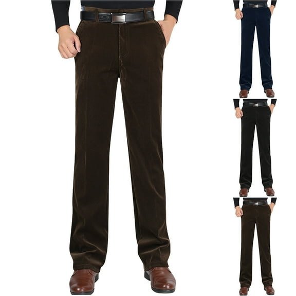 Miluxas Mens Corduroy Dress Pants Casual Slim Fit Slacks Stretch Trousers Khaki
