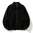 thumbnail image 1 of Miluxas Mens Corduroy Shirt Casual Shacket Long Sleeve Button Down Shirt Jacket with Pockets Black 8(XL), 1 of 5