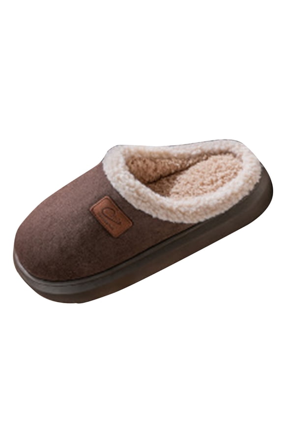 Mens Cozy Memory Foam Slippers Casual Slip On Warm Non Freezing Slippers House Shoes Indoor/Outdoor Sandal Slippers Coffee 42