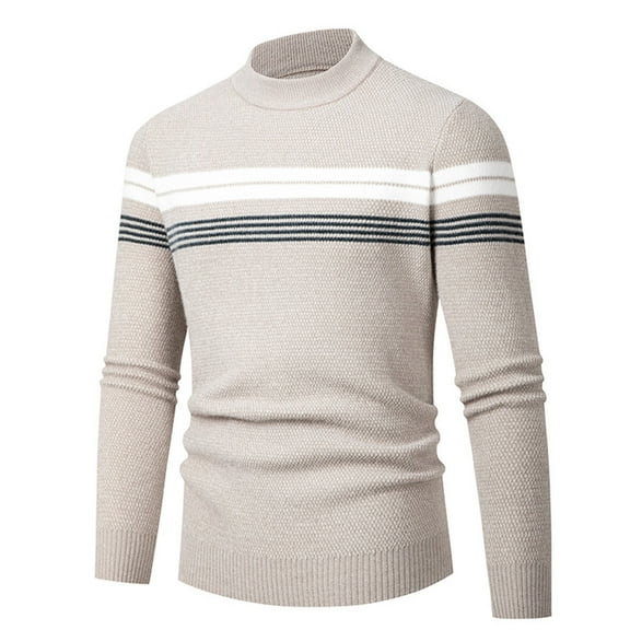 Miluxas Mens Crew Neck Sweaters Long Sleeve Lightweight Knit Dress Pullover Sweaters Khaki