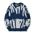 thumbnail image 1 of Miluxas Mens Crewneck Oversized Sweaters Y2K Aesthetic Flame Graphic Knitted Sweater Casual Pullover Long Sleeve Jumpers Blue 10(XL), 1 of 2