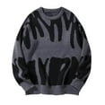 thumbnail image 1 of Miluxas Mens Crewneck Oversized Sweaters Y2K Aesthetic Flame Graphic Knitted Sweater Casual Pullover Long Sleeve Jumpers Gray 12(XXL), 1 of 2