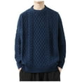 thumbnail image 1 of Miluxas Mens Crewneck Sweater Casual Cable Knit Pullover Sweater Drop Shoulder Solid Knitted Sweaters Blue, 1 of 3