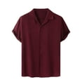 thumbnail image 1 of Miluxas Mens Cuban Guayabera Shirts Button Down Short Sleeve Shirts Casual Beach Shirt Wine, 1 of 9