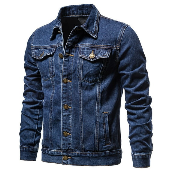 Miluxas Mens Denim Jacket , Washed Ripped Distressed Flex Stretch Casual Trucker Biker Jeans Jacket for Men Blue 12(XXL)