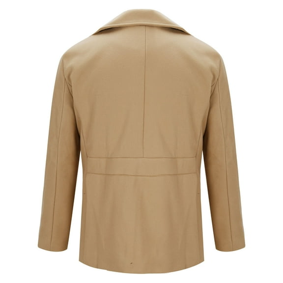 Miluxas Mens Double Breasted Trench Coat Casual Lapel Collar Business Winter Long Overcoats Khaki