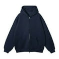 thumbnail image 1 of Miluxas Mens Double Zip Up Hoodie Heavyweight Hoodies Fleece Zipper Sweatshirt Rain Defender Jacket for Men Navy, 1 of 3