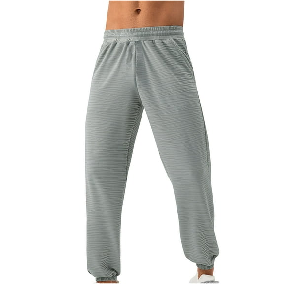 Miluxas Mens Elastic Waist Pants - Relaxed Fit Stretch Waistband Pull On Cotton Twill Casual Pants for Seniors Gray