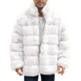 thumbnail image 1 of Miluxas Mens Faux Fur Coat Jacket Long Winter Warm Thicken Furry Overcoat Luxury Fluffy Fur Y2K Cardigan Outerwear White, 1 of 5
