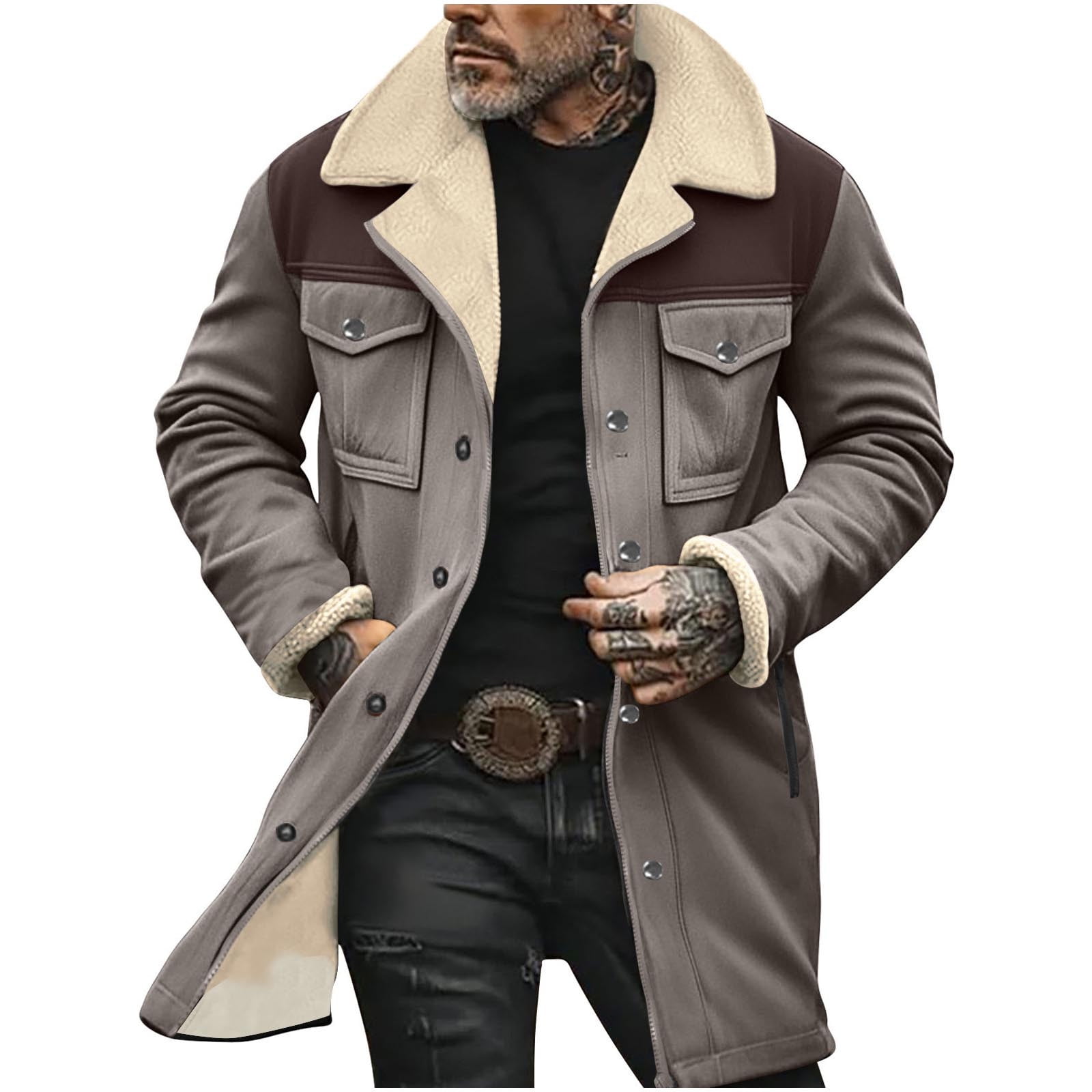 Miluxas Mens Faux Leather Jacket Cozy Sherpa Fleece Lined Bomber