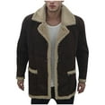 thumbnail image 1 of Miluxas Mens Faux Leather Suede Jacket Sherpa Lined Outwear Coat Sheepskin Casual High Lapel Faux PU Leather Overcoat with Pockets Coffee, 1 of 5