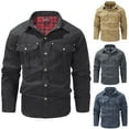 thumbnail image 1 of Miluxas Mens Flannel Lined Shirt Jacket Lightweight Snap Button Western Jacket Rugged Outdoor Cowboy Shirts Jackets Khaki, 1 of 5
