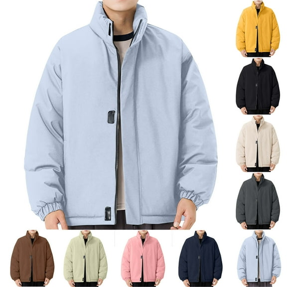 Miluxas Mens Fleece Jacket Full Zip Lightweight Stand Collar Warm Jackets Casual Outdoor Windproof Coat with Pockets Yellow