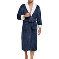 thumbnail image 1 of Miluxas Mens Fleece Robe , Soft Plush Robe for Men, Mens Bathrobe Spa Robe with Belt & 2 Pockets Navy 10(XXL), 1 of 3