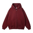 thumbnail image 1 of Miluxas Mens Full Zip Hoodies Casual Long Sleeve Hooded Sweatshirts Long Sleeve Solid Color Sweat Jackets with Pockets Wine, 1 of 3
