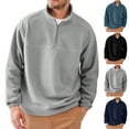 thumbnail image 1 of Miluxas Mens Fuzzy Fleece Sweatshirt Quarter Zip Pullover Long Sleeve Winter Fall Outdoor Warm Outerwear Navy XL(XL), 1 of 9