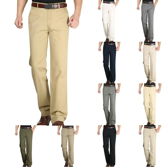 Miluxas Mens Golf Pants Stretch Work Dress Pants Quick Dry Lightweight Casual Comfy Trousers with Pockets White